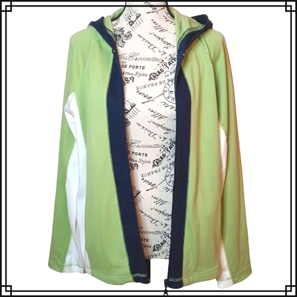 Pacer Color Block Zip Up Hooded Lightweight Sweatshirt 100% Cotton Size PL - Picture 5 of 8